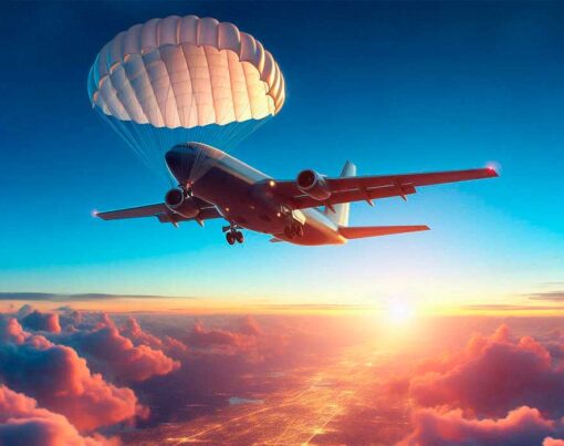 aviao-comercial-com-paraquedas-no-ceu