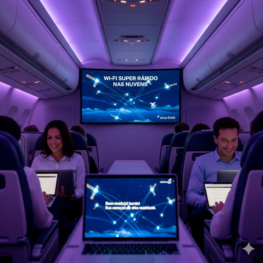 Dicas para ter internet rápida em uma viagem de avião.