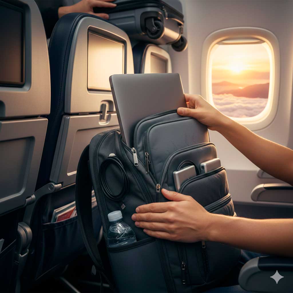 Dicas de como transportar corretamente o notebook em uma viagem de avião.