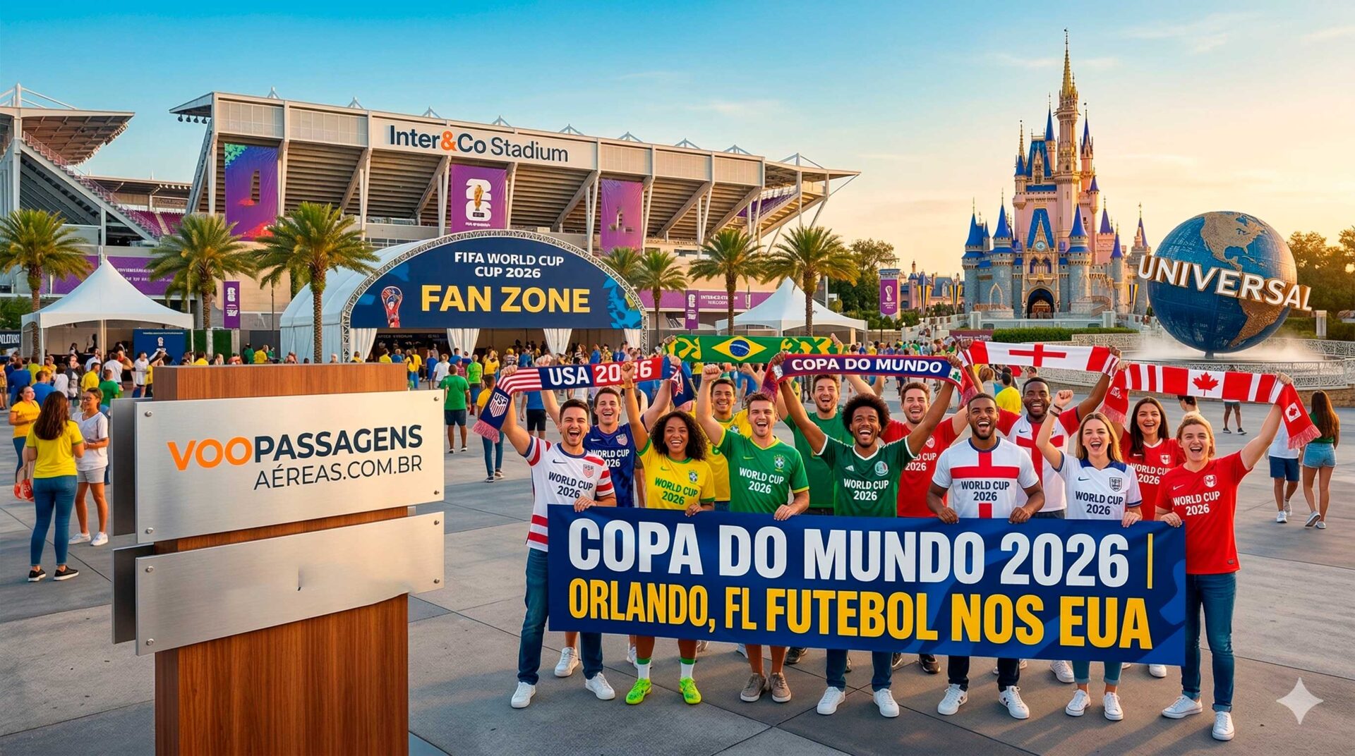 Pacotes para Orlando na Copa do Mundo 2026. Pacotes de viagens promocionais para a Copa do Mundo.